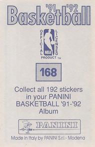 1991-92 Panini Stickers #168 Rick Mahorn Back