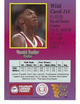1991-92 Wild Card - 10 Stripe #114 David Butler Back