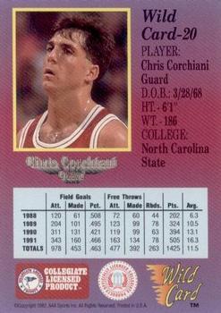1991-92 Wild Card - 5 Stripe #20 Chris Corchiani Back