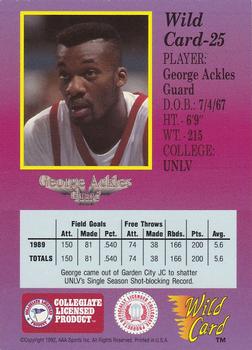1991-92 Wild Card - 5 Stripe #25 George Ackles Back