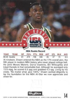 1994 SkyBox USA - Gold #14 Shawn Kemp Back