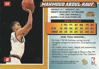 1994-95 Topps Embossed - Golden Idols #23 Mahmoud Abdul-Rauf Back