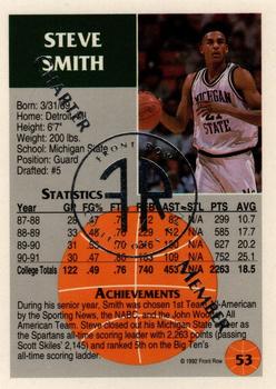 1991 Front Row Update - Silver Charter Member #53 Steve Smith Back