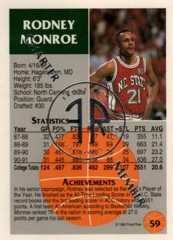 1991 Front Row Update - Silver Charter Member #59 Rodney Monroe Back