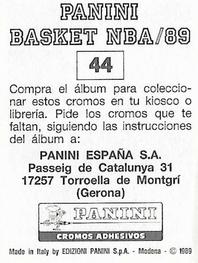 1988-89 Panini Stickers (Spanish) #44 Jim Lynam Back