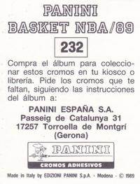 1988-89 Panini Stickers (Spanish) #232 Portland Trail Blazers Jersey Back