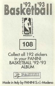 1992-93 Panini Stickers #108 Jay Humphries Back