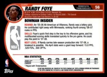 2007-08 Bowman #56 Randy Foye Back