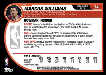 2007-08 Bowman #74 Marcus Williams Back