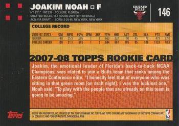 2007-08 Topps Chrome #146 Joakim Noah Back