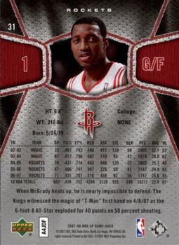 2007-08 SP Game Used #31 Tracy McGrady Back