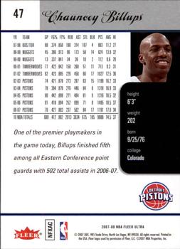 2007-08 Ultra #47 Chauncey Billups Back