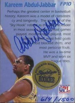 1995 Signature Rookies Kro-Max - Flash from the Past Autographed #FP10 Kareem Abdul-Jabbar Back
