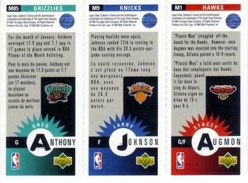 1996-97 Collector's Choice French - Mini-Cards Panels #M1 / M9 / M85 Stacey Augmon / Larry Johnson / Greg Anthony Back