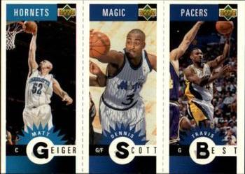 1996-97 Collector's Choice German - Mini-Cards Panels #M8 / M59 / M33 Matt Geiger / Dennis Scott / Travis Best Front