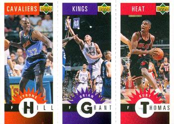 1996-97 Collector's Choice German - Mini-Cards Panels #M16 / M70 / M43 Tyrone Hill / Brian Grant / Kurt Thomas Front
