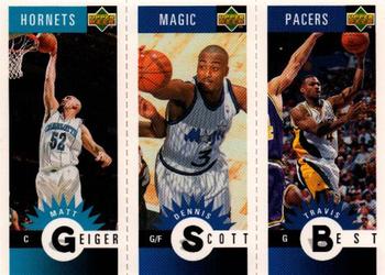 1996-97 Collector's Choice Italian - Mini-Cards Panels #M8 / M59 / M33 Matt Geiger / Dennis Scott / Travis Best Front