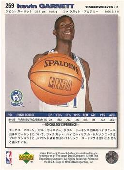 1995-96 Collector's Choice Japanese #269 Kevin Garnett Back