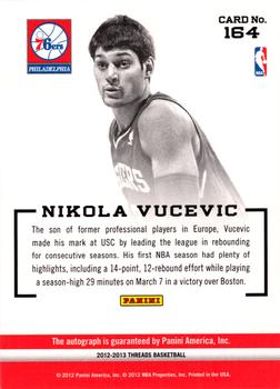 2012-13 Panini Threads #164 Nikola Vucevic Back