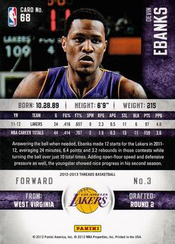 2012-13 Panini Threads #68 Devin Ebanks Back