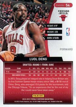 2012-13 Panini Totally Certified #54 Luol Deng Back
