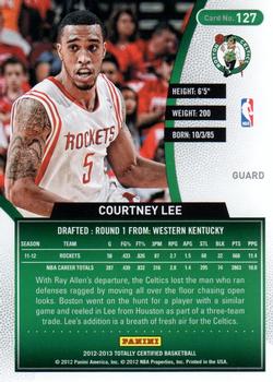 2012-13 Panini Totally Certified #127 Courtney Lee Back