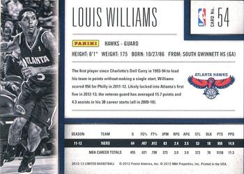 2012-13 Panini Limited #54 Louis Williams Back