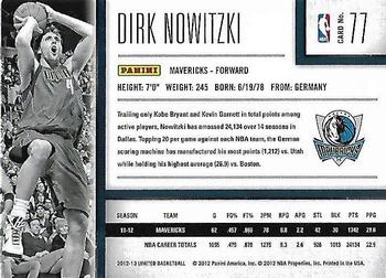 2012-13 Panini Limited #77 Dirk Nowitzki Back