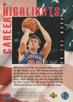 1994 Upper Deck USA #58 Mark Price Back