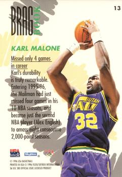 1996 SkyBox USA #13 Karl Malone Back