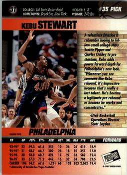 1997 Press Pass Double Threat #31 Kebu Stewart Back