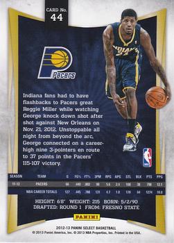 2012-13 Panini Select #44 Paul George Back