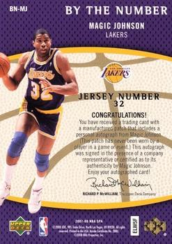2007-08 SP Authentic - By the Number Jersey Number #BN-MJ Magic Johnson Back