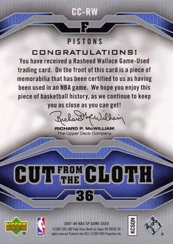 2007-08 SP Game Used - Cut from the Cloth #CC-RW Rasheed Wallace Back