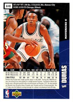 1996 Upper Deck Slam Dunk Series #8 Tony Dumas Back