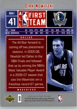 2007-08 Upper Deck First Edition - All-NBA #NBA1 Dirk Nowitzki Back