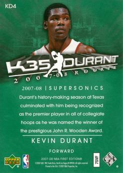 2007-08 Upper Deck First Edition - Kevin Durant Exclusive #KD4 Kevin Durant Back