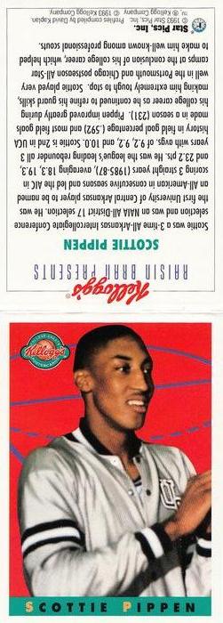 1993 Kellogg's College Greats Postercards #NNO Scottie Pippen Back