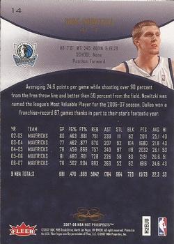 2007-08 Fleer Hot Prospects #14 Dirk Nowitzki Back