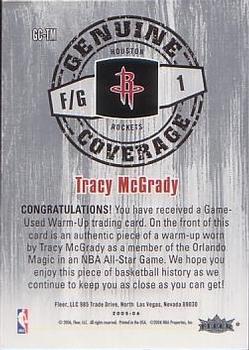 2005-06 Hoops - Genuine Coverage #GC-TM Tracy McGrady Back
