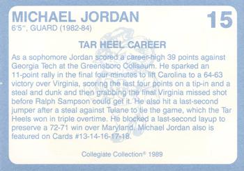 1989 Collegiate Collection North Carolina's Finest #15 Michael Jordan Back