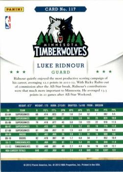 2012-13 Hoops - Artist's Proofs #117 Luke Ridnour Back