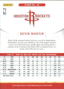 2012-13 Hoops - Glossy #46 Kevin Martin Back