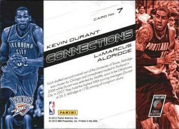 2012-13 Panini Prestige - Connections #7 LaMarcus Aldridge / Kevin Durant Back