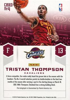 2012-13 Panini Prestige - Prestigious Picks Signatures #4 Tristan Thompson Back