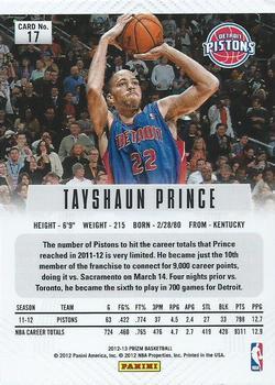 2012-13 Panini Prizm - Prizms Green #17 Tayshaun Prince Back