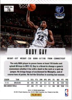 2012-13 Panini Prizm - Prizms Green #76 Rudy Gay Back