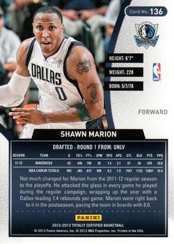 2012-13 Panini Totally Certified - Totally Red #136 Shawn Marion Back