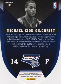 2012-13 Panini Contenders - Rookie Of The Year Contenders #12 Michael Kidd-Gilchrist Back