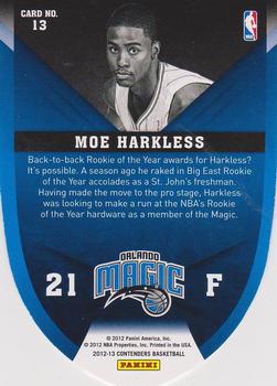 2012-13 Panini Contenders - Rookie Of The Year Contenders #13 Moe Harkless Back